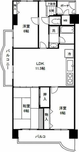 仙台市青葉区柏木のマンションの間取り