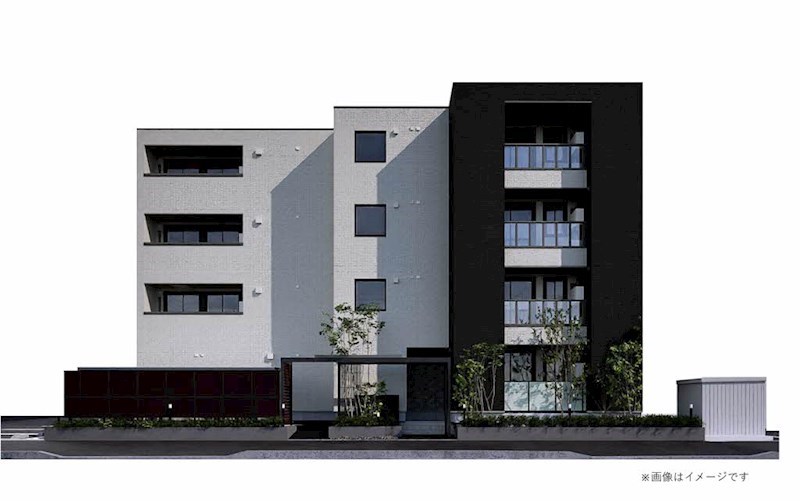 建物外観　オートロック・自動ドアの共有玄関、24時間ゴミ出し可、屋外共