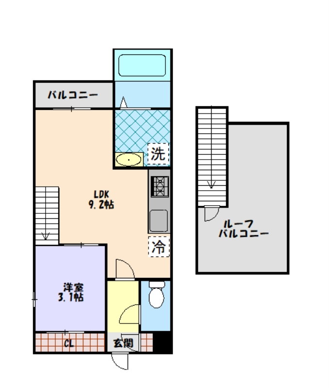 仙台市地下鉄東西線 薬師堂駅 徒歩10分 2階建 築8年の間取り写真