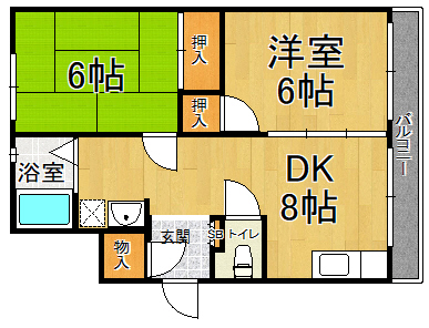 西宮市東町のアパートの間取り