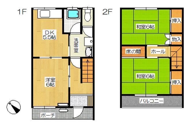 【四日町貸家　Ａ棟の間取り】