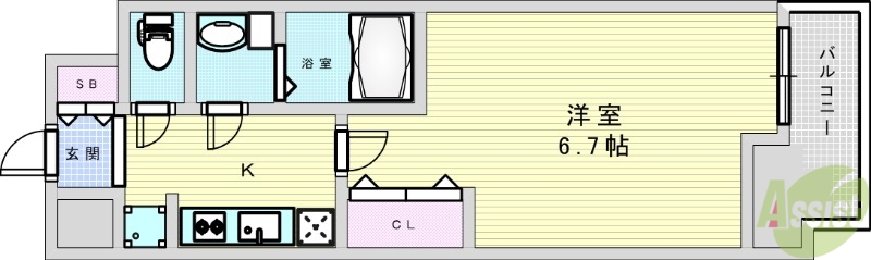 【プレサンスOSAKA西中島リエゾンの間取り】