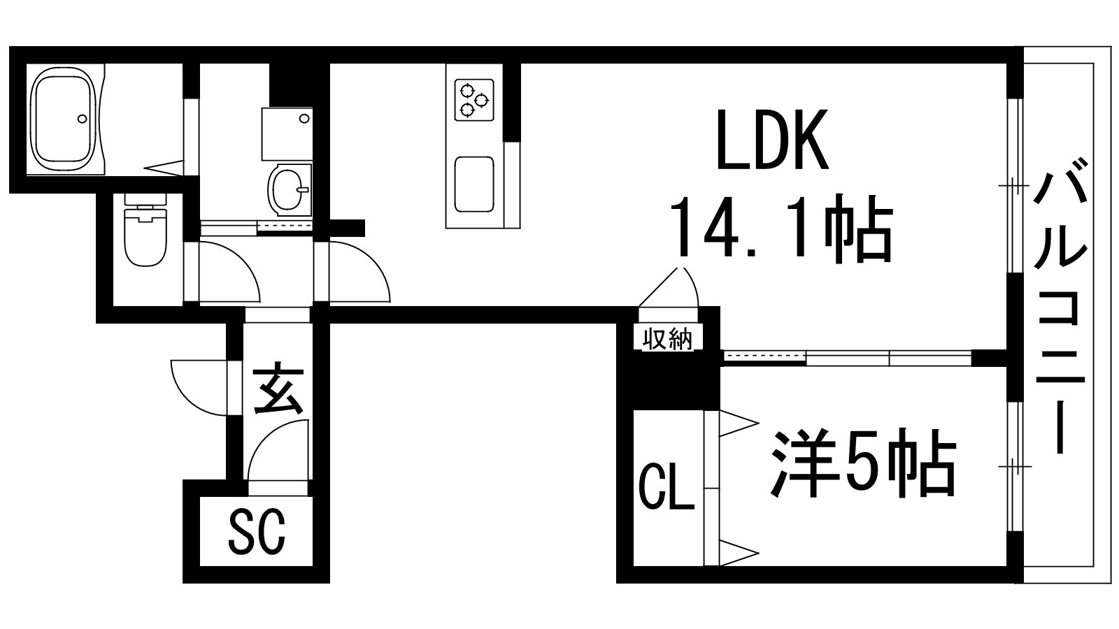 宝塚市売布のアパートの間取り