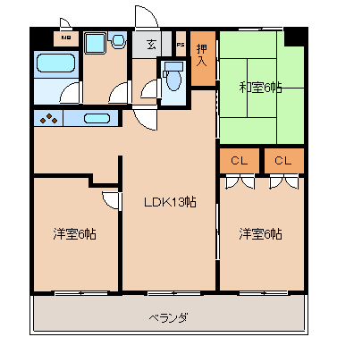 グランデール久留米の間取り