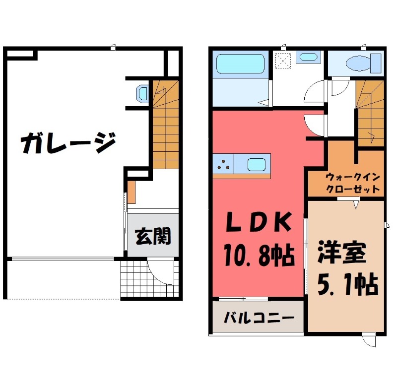 下都賀郡壬生町大字壬生丁のアパートの間取り