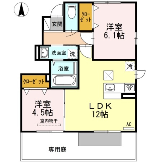 高松市三谷町のアパートの間取り