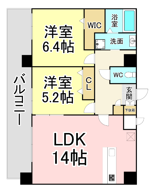 北九州市小倉北区京町のマンションの間取り