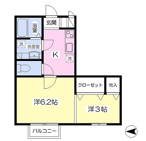 郡山市安積町日出山のアパートの間取り