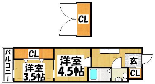 福岡市博多区堅粕のマンションの間取り