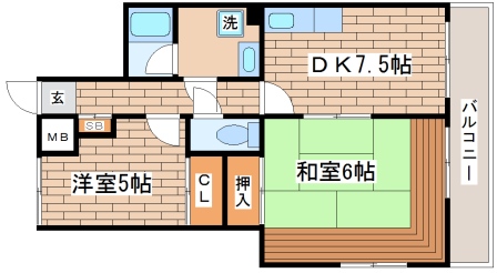 神戸市長田区大橋町のマンションの間取り