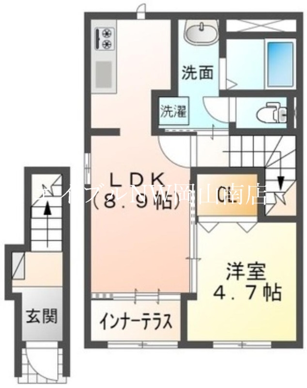 岡山市南区福富東のアパートの間取り