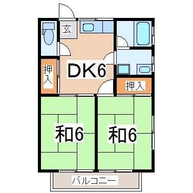 郡山市熱海町熱海のアパートの間取り