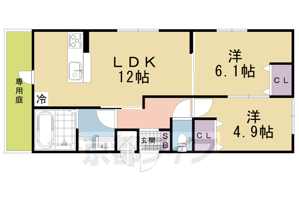 京都市伏見区深草寺内町のアパートの間取り