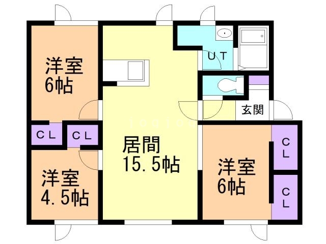 恵庭市桜町のアパートの間取り