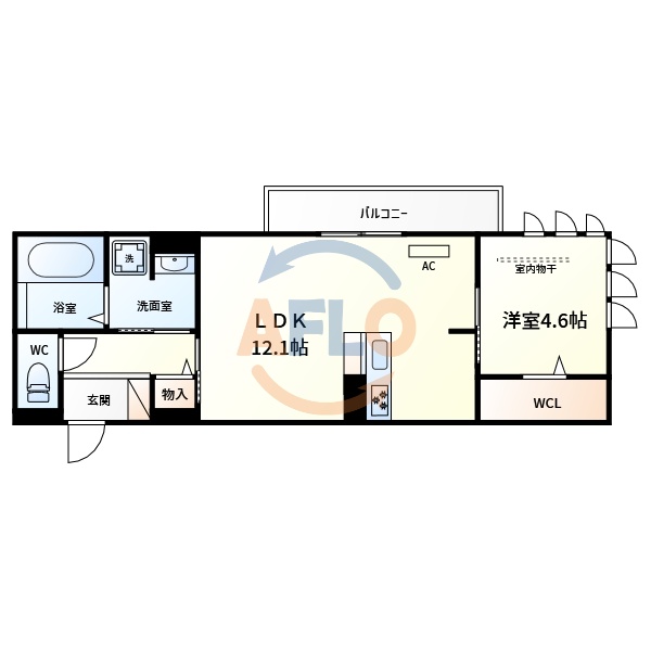 大阪市東住吉区湯里のアパートの間取り