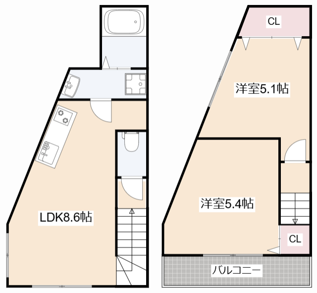 【高槻市城南町のアパートの間取り】