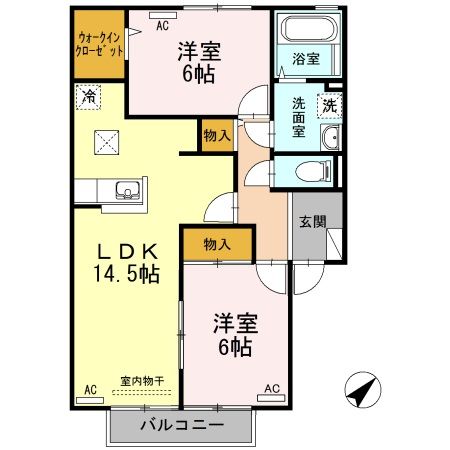 米子市両三柳のアパートの間取り