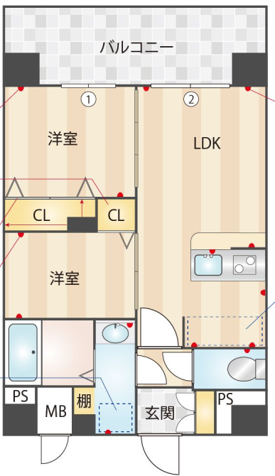 福岡市博多区吉塚のマンションの間取り