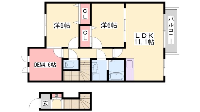 加古郡稲美町国岡のアパートの間取り