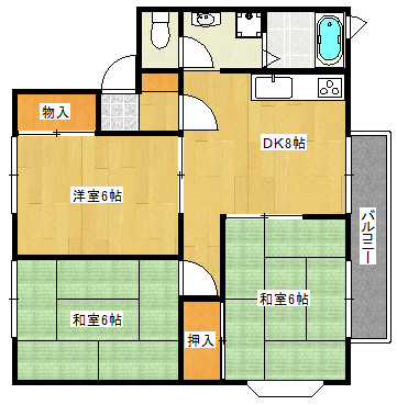 広島市西区井口のアパートの間取り