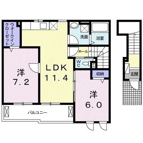 【倉敷市西阿知町新田のアパートの間取り】