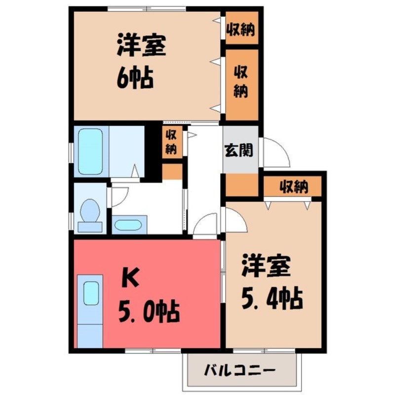 栃木県下都賀郡野木町大字丸林（アパート）の賃貸物件の間取り