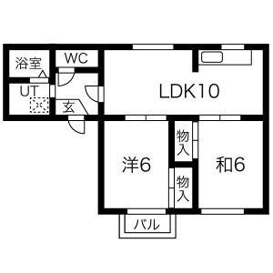 シャルダンハイツD棟の間取り