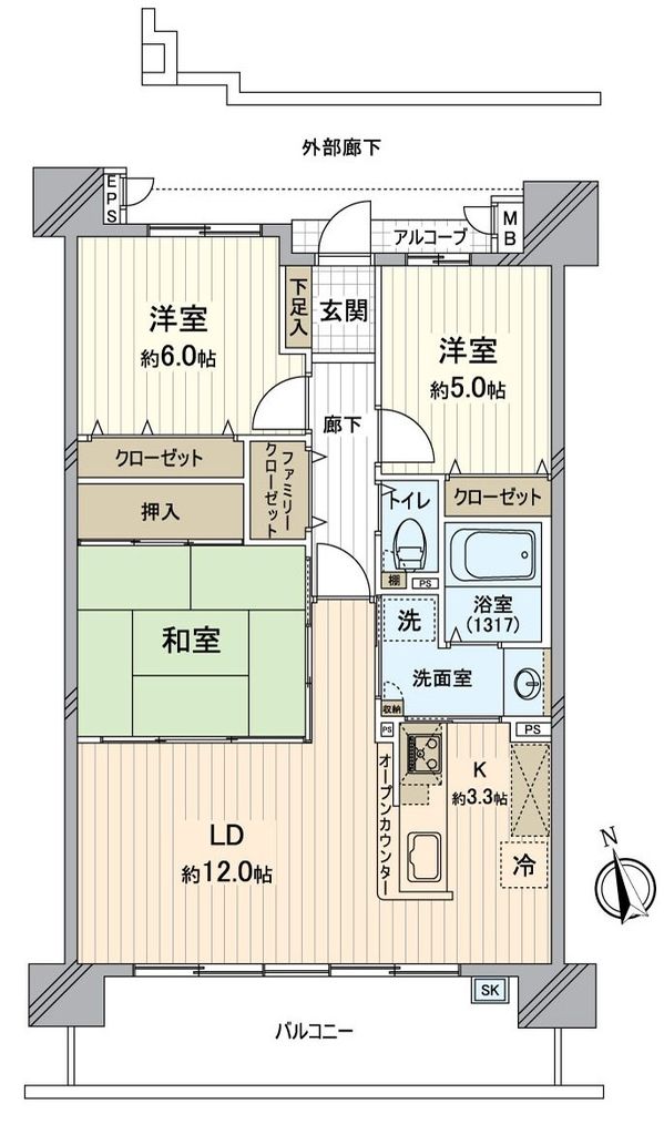 サーパス百間川けやき通りの間取り