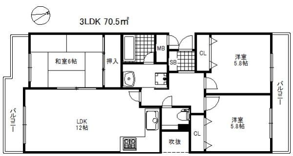 グランドメゾン六甲箕岡の間取り