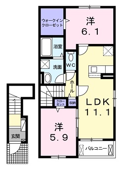 広島市安佐北区可部東のアパートの間取り