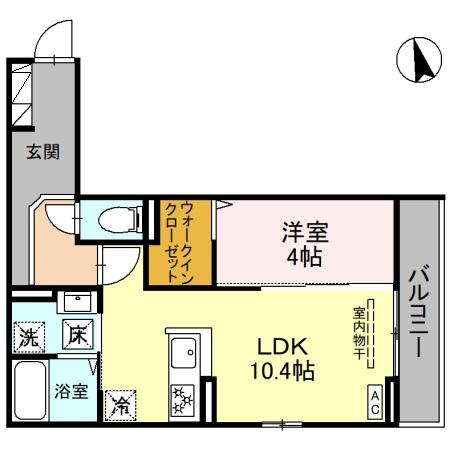 富山市総曲輪のアパートの間取り