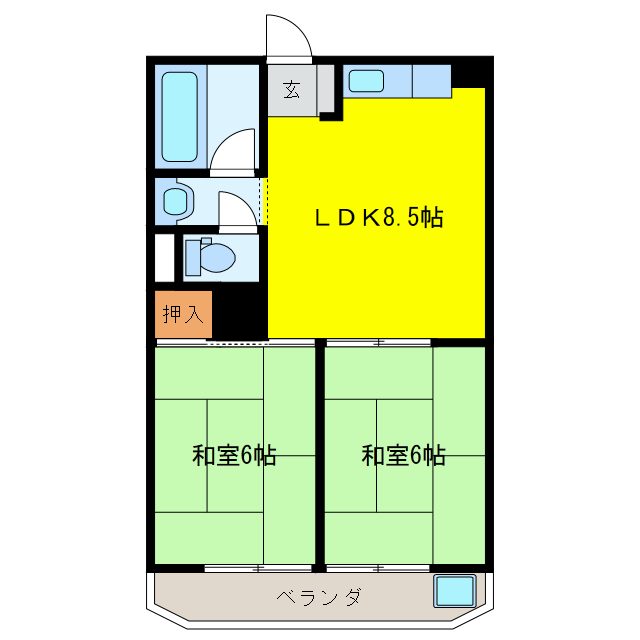 大垣市三塚町のマンションの間取り