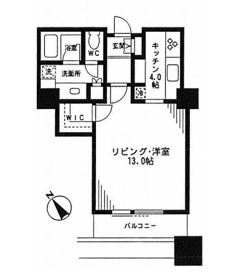 港区東新橋のマンションの間取り