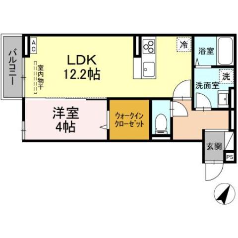 福山市山手町のアパートの間取り