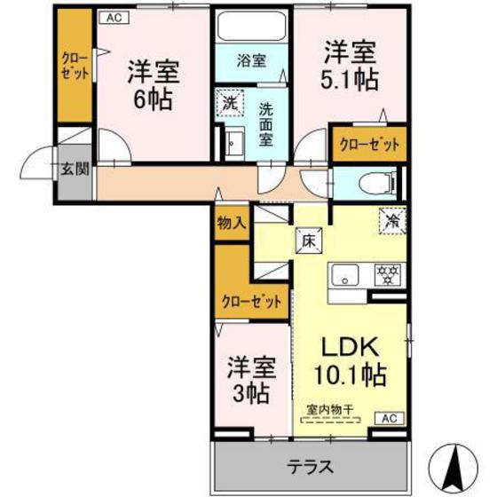 郡山市日和田町のアパートの間取り