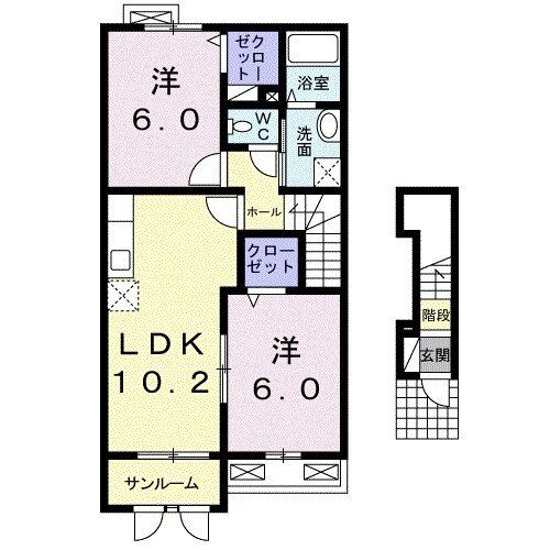 福知山市大江町河守のアパートの間取り