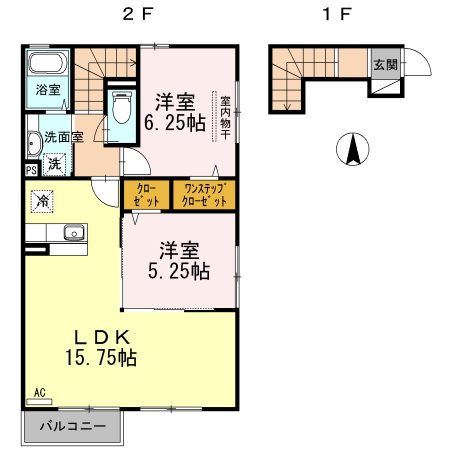 南さつま市加世田本町のアパートの間取り