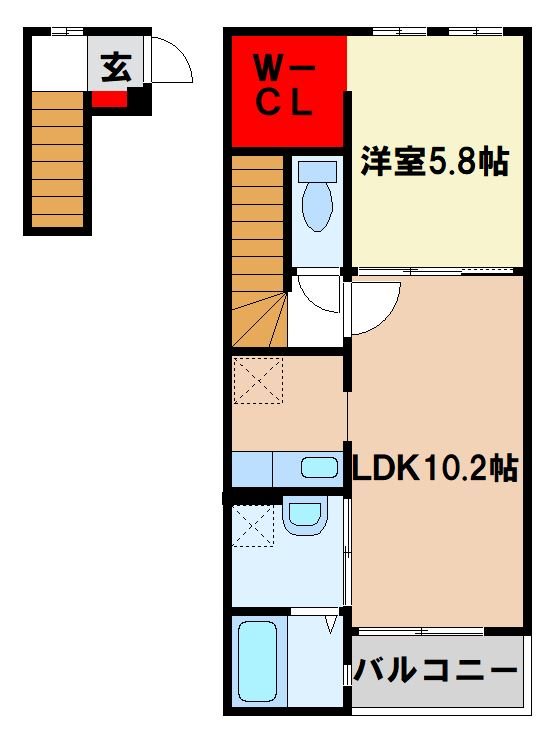 朝倉郡筑前町二のアパートの間取り