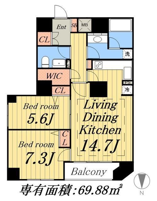 足立区千住中居町のマンションの間取り