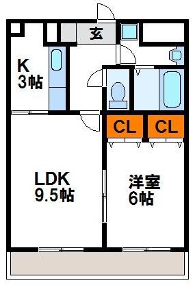 福津市宮司のマンションの間取り