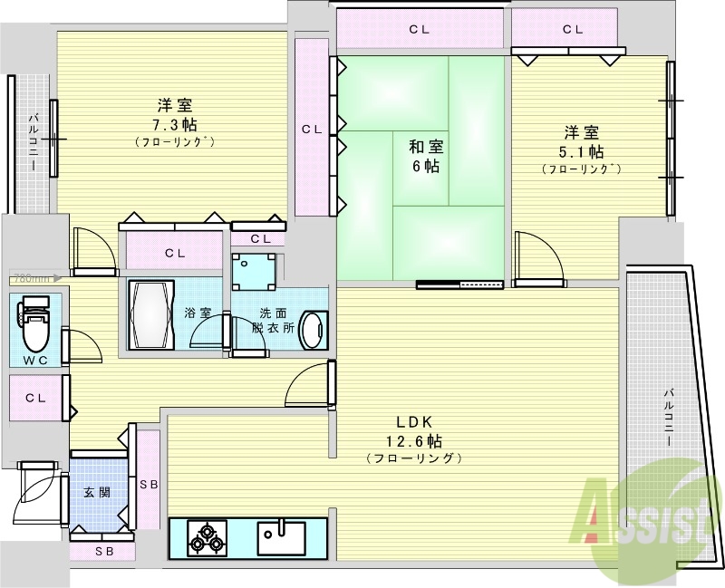 グランツ新大阪の間取り