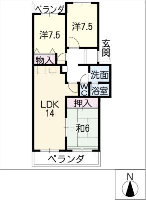 パークサイド庄南　南館の間取り