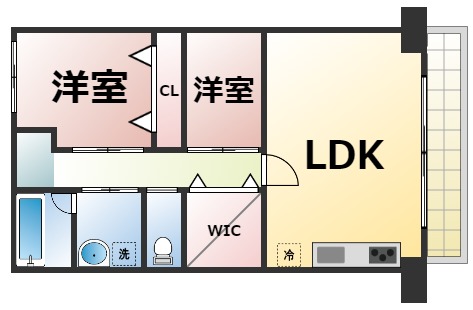 大阪市東成区東今里のマンションの間取り