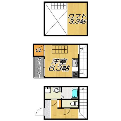 福岡市中央区伊崎のアパートの間取り