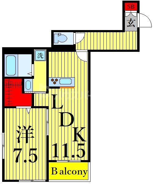 荒川区東尾久のマンションの間取り