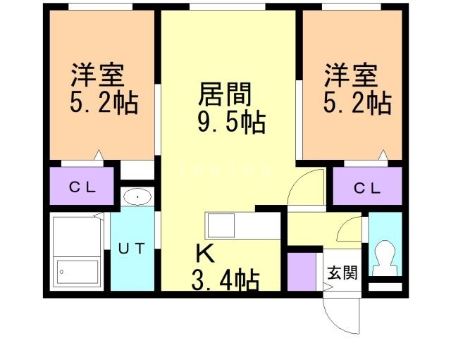 札幌市中央区北十三条西のマンションの間取り