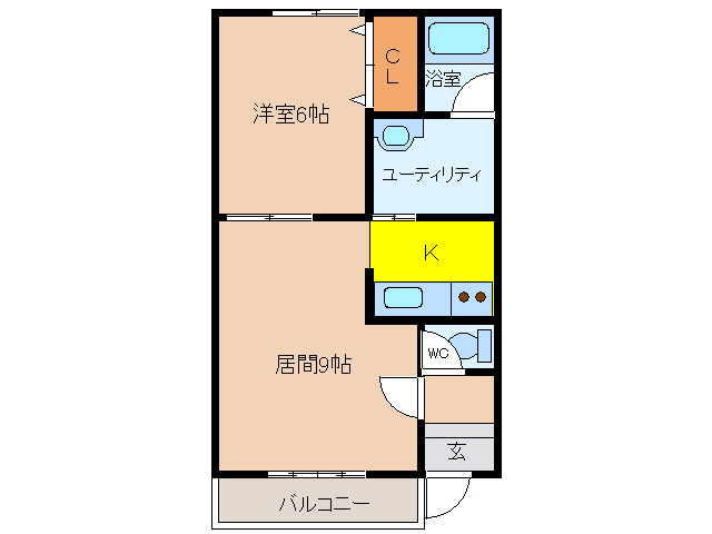 函館市富岡町のアパートの間取り