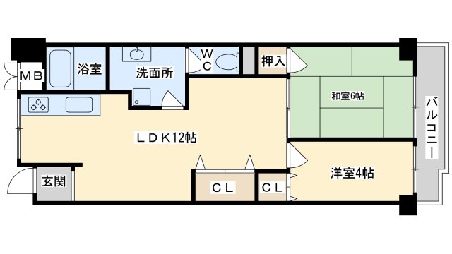 三島郡島本町高浜のマンションの間取り