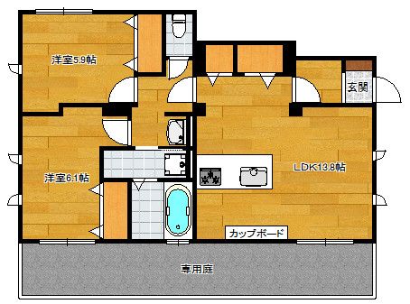 糸島市波多江駅南のアパートの間取り