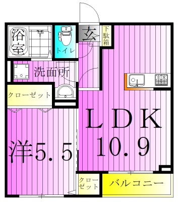 ラシーネ扇Ｂの間取り